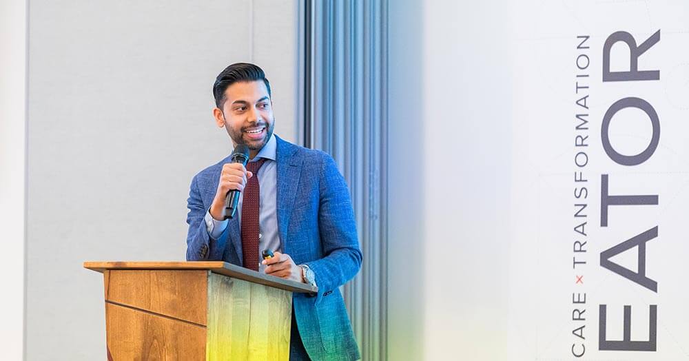 Presenter at podium